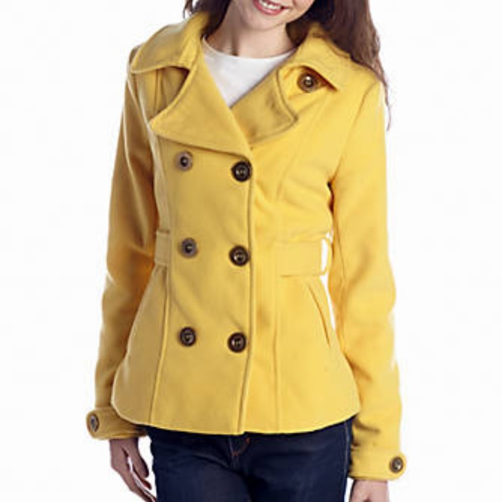 Inspired Hearts Yellow Jacket Button Pea Coat S
